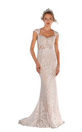 1 of 3 Terani 1811GL6477 Dress Ivory-Nude