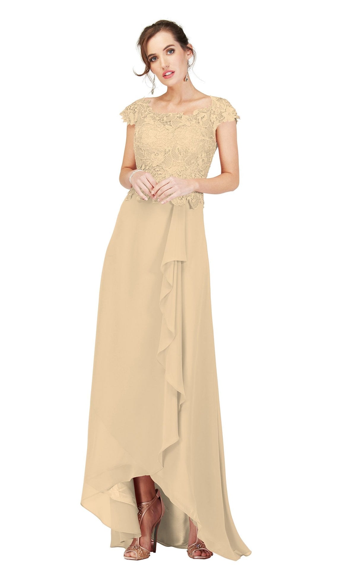 open lace back dress Cecilia Gown Blue Tea Rose Organza Blue / XXS main image 1