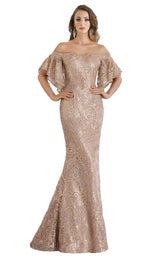 1 of 4 Feriani 18966 Dress Gold-Blush