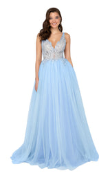 1 of 6 Terani 1911P8527 Light Blue/Nude