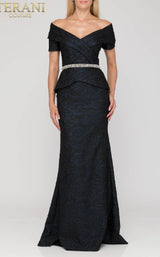 3 of 7 Terani 1921M0727 Dress Navy