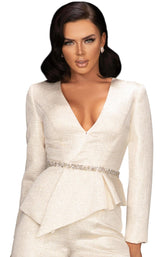 3 of 4 Terani 2011E2063 Jumpsuit White-Gold