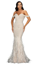 1 of 4 Terani 2011GL2175 Dress Silver-Pearl