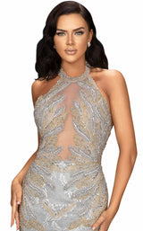 3 of 4 Terani 2011GL2211 Dress Gunmetal-Cream