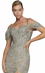 3 of 4 Terani 2011GL2213 Dress Taupe-Silver