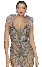 3 of 4 Terani 2011GL2423 Dress Taupe-Lavender