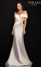 2 of 9 Terani 2011M2159 Dress Taupe-Taupe