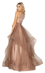 5 of 9 Terani 2011P1217 Dress Dusty-Blue-Mocha