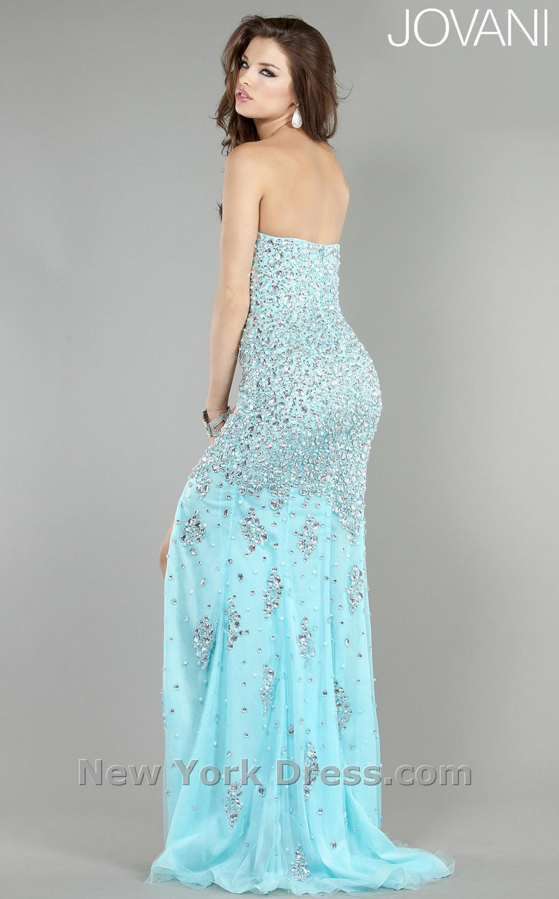 Jovani 4247 Silver/Aqua