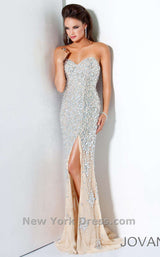 16 of 17 Jovani 4247 Silver/Nude