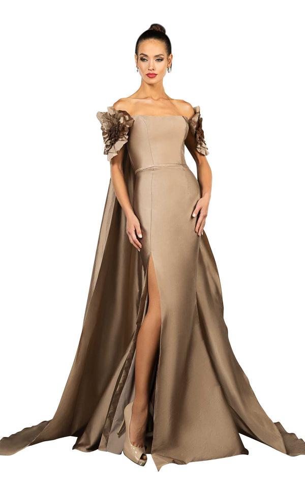 Terani 2021E2792 Dress Taupe