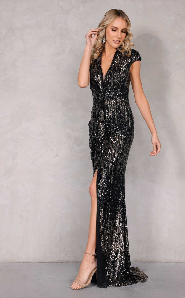 Terani 2021E2860 Dress Black-Gold