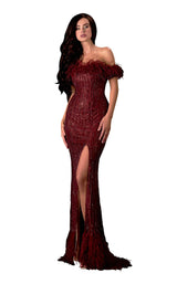 1 of 4 Terani 2021GL3156 Dress Wine-Rose