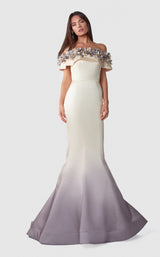 1 of 4 Terani 2111E4749 Dress Cream-Champagne