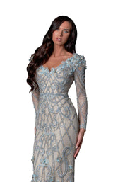 3 of 4 Terani 2111GL5021 Dress Champagne-Blue