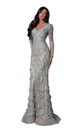 1 of 4 Terani 2111GL5021 Dress Champagne-Blue