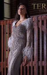 3 of 4 Terani 2111GL5024 Dress Taupe-Gunmetal