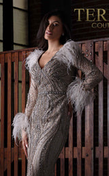 4 of 4 Terani 2111GL5024 Dress Taupe-Gunmetal