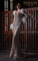 2 of 4 Terani 2111GL5024 Dress Taupe-Gunmetal