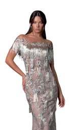 3 of 4 Terani 2111GL5036 Dress Silver-Sage-Blush