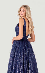 4 of 4 Terani 2111P4113 Dress Navy-Nude