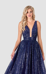 3 of 4 Terani 2111P4113 Dress Navy-Nude