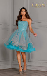 3 of 3 Terani 2111P4245 Dress Silver-Aqua