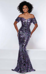 1 of 6 Johnathan Kayne 2417 Dress Purple-Multi