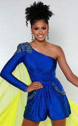 3 of 4 Johnathan Kayne 2435 Jumpsuit Royal-Yellow