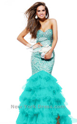 2 of 3 Sherri Hill 2801 Aqua/Silver