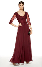 1 of 8 Alyce 27385 Dress Black-Cherry