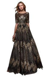 1 of 2 Alyce 27549 Dress Black-Gold