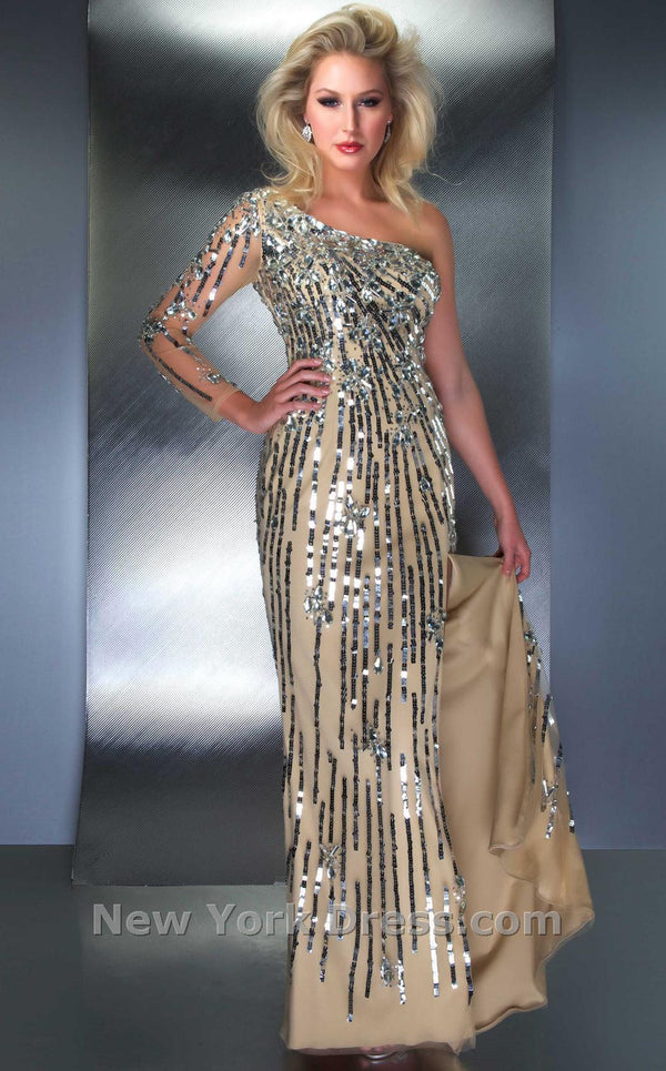 Mac Duggal 85057D Nude/Silver