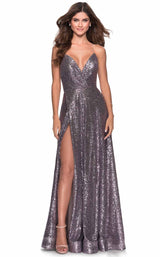 La Femme 28276 Dress Lavender-Gray