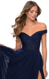 6 of 8 La Femme 28462 Dress Navy