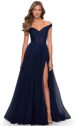 1 of 8 La Femme 28462 Dress Navy