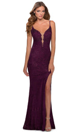 1 of 8 La Femme 28556 Dress Dark-Berry