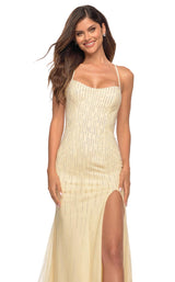 7 of 8 La Femme 28622 Dress Pale-Yellow