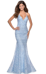 1 of 17 La Femme 28643 Dress Cloud-Blue