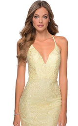11 of 17 La Femme 28643 Dress Pale-Yellow