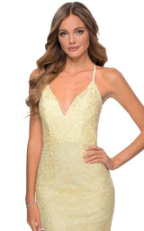 14 of 17 La Femme 28643 Dress Pale-Yellow