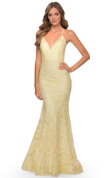 6 of 17 La Femme 28643 Dress Pale-Yellow