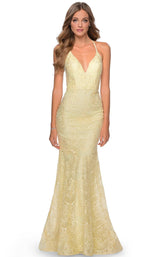3 of 17 La Femme 28643 Dress Pale-Yellow