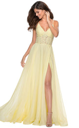 7 of 16 La Femme 28664 Dress Pale-Yellow
