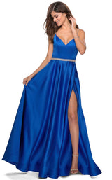 3 of 10 La Femme 28695 Dress Royal-Blue