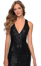 9 of 10 La Femme 28719 Jumpsuit Black