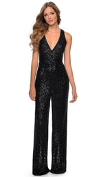4 of 10 La Femme 28719 Jumpsuit Black