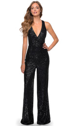 1 of 10 La Femme 28719 Jumpsuit Black