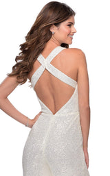 10 of 10 La Femme 28719 Jumpsuit White