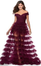 3 of 8 La Femme 28804 Dress Dark-Berry